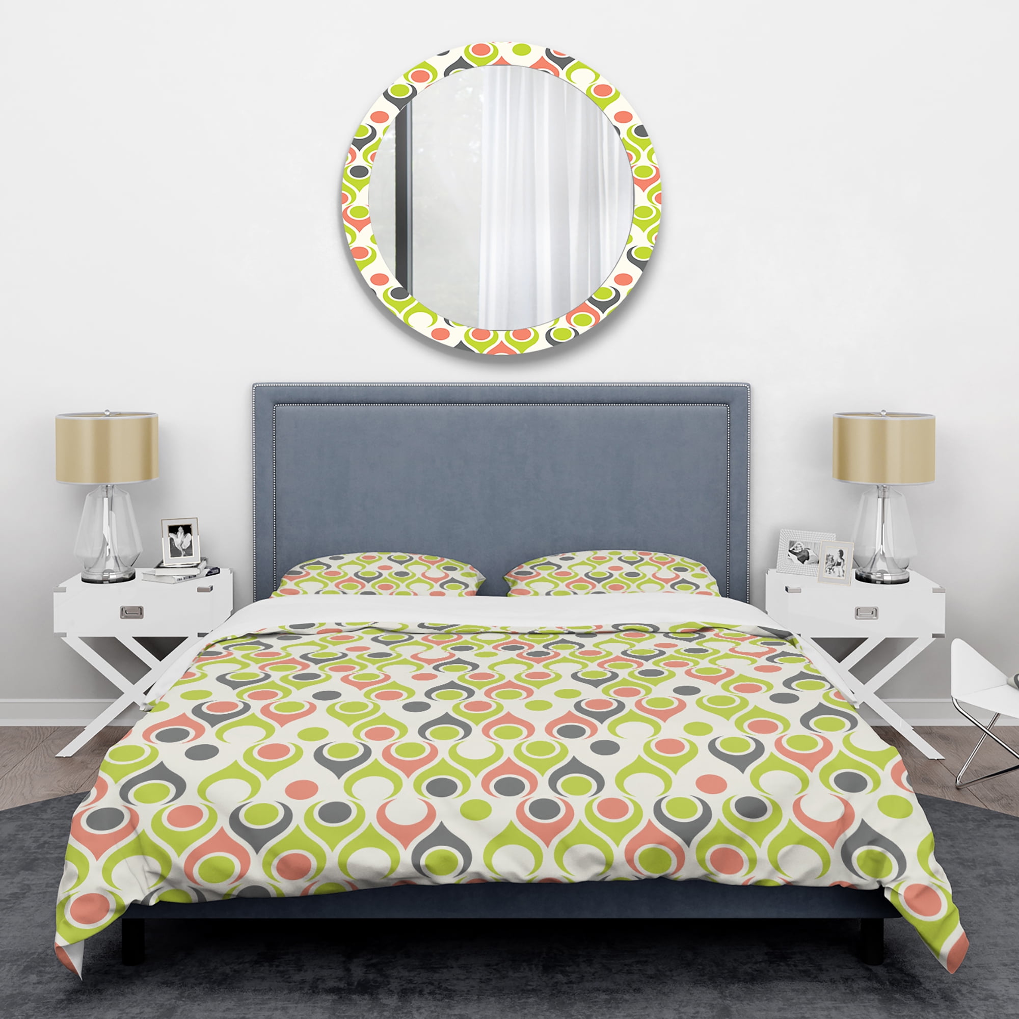 Designart 'Retro Abstract Drops II' Mid-Century Modern Duvet Cover Set