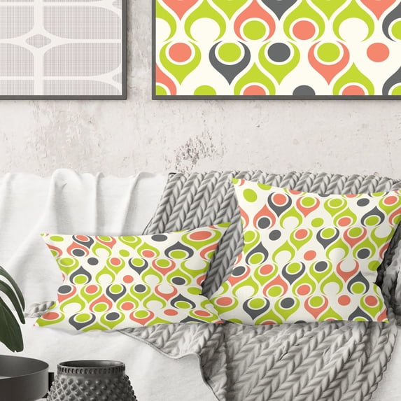 Designart Retro Abstract Drops II' Mid-Century Modern Throw Pillow - 18x18