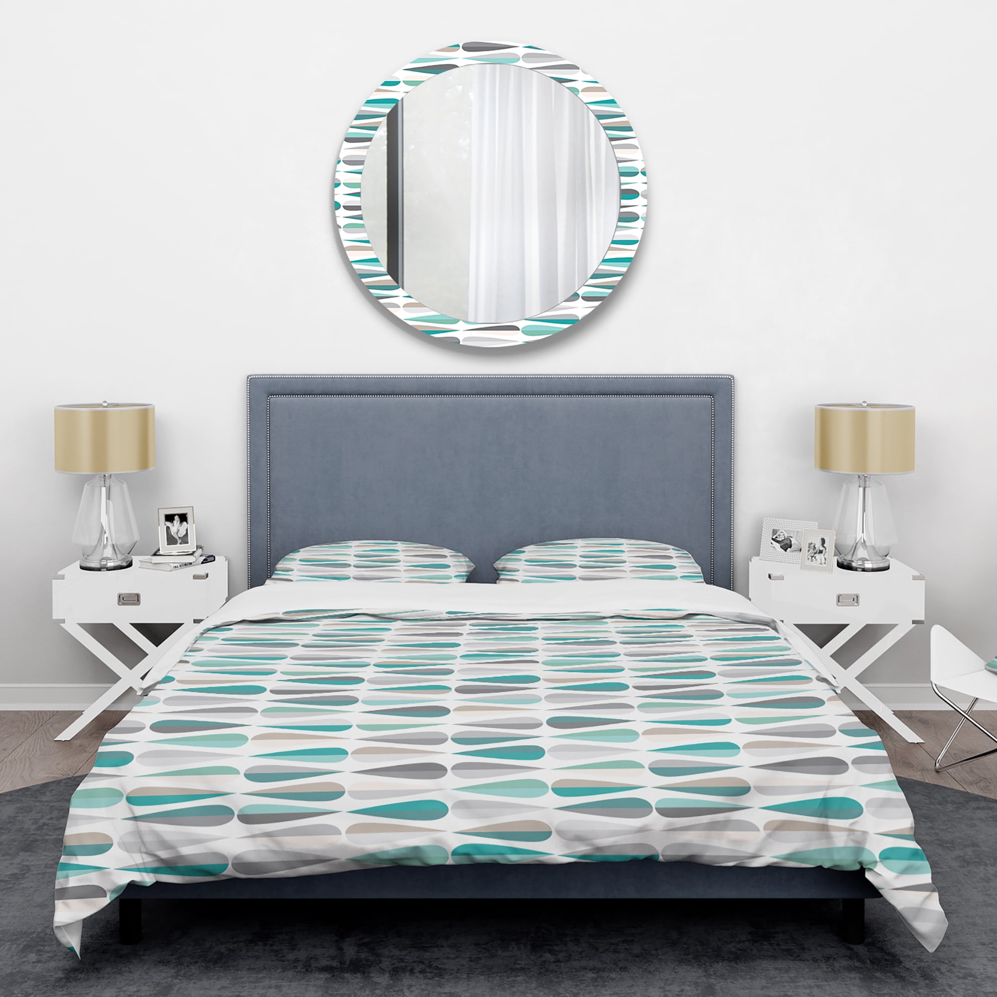 Designart 'Retro Abstract Drops III' Mid-Century Modern Duvet Cover Set