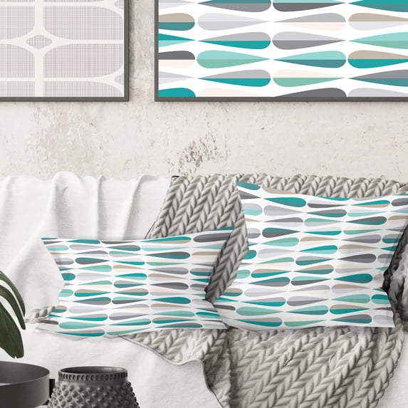 Designart Retro Abstract Drops III' Mid-Century Modern Throw Pillow - 18x18
