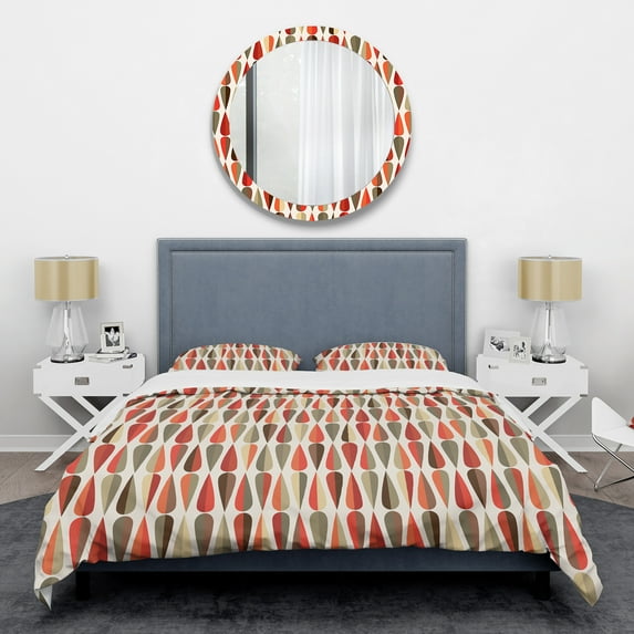 Designart 'Retro Abstract Drops IV' Mid-Century Modern Duvet Cover Set