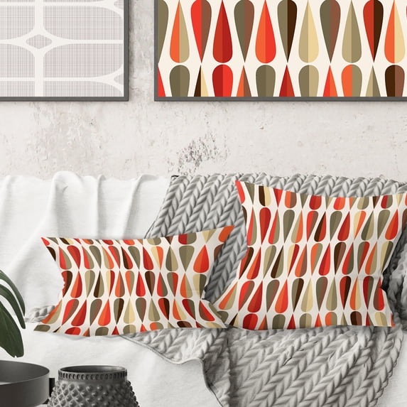 Designart Retro Abstract Drops IV' Mid-Century Modern Throw Pillow - 18x18
