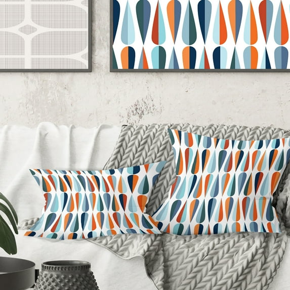 Designart Retro Abstract Drops V' Mid-Century Modern Throw Pillow - 18x18