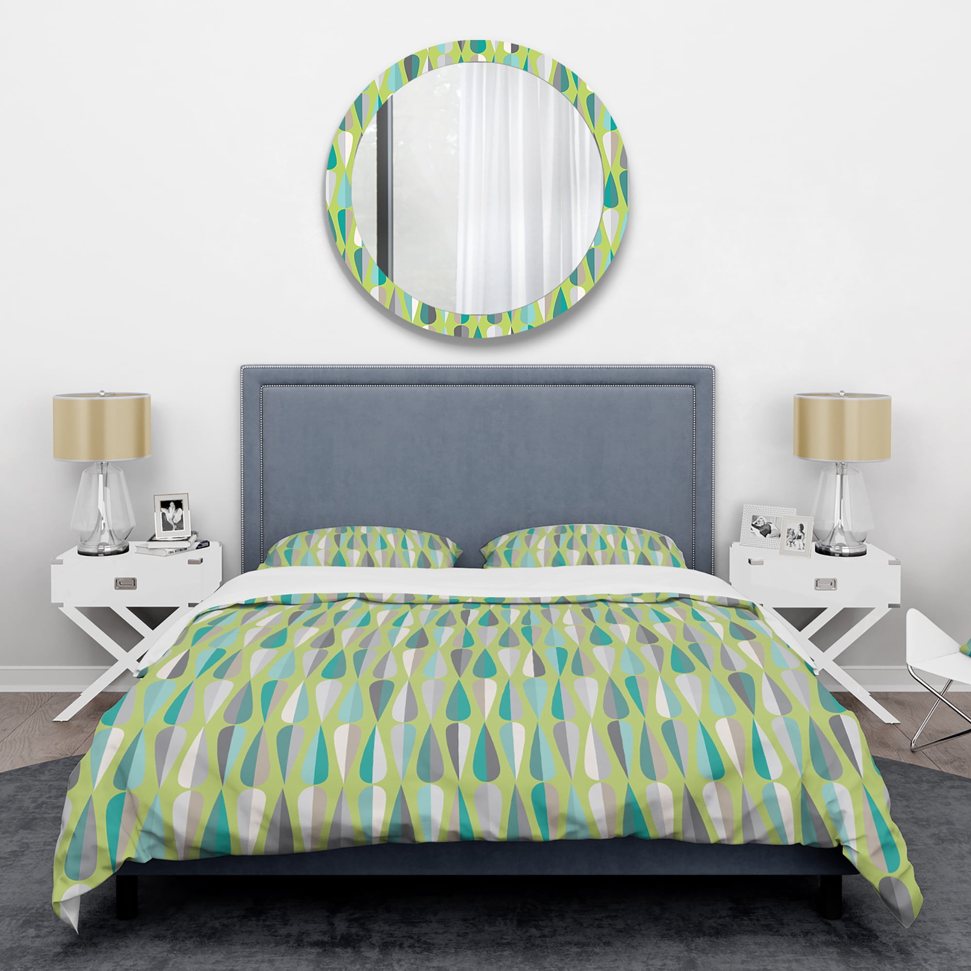 Designart 'Retro Abstract Drops VI' Mid-Century Modern Duvet Cover Set