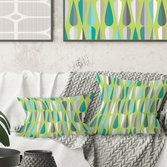Designart Retro Abstract Drops VI' Mid-Century Modern Throw Pillow - 16x16