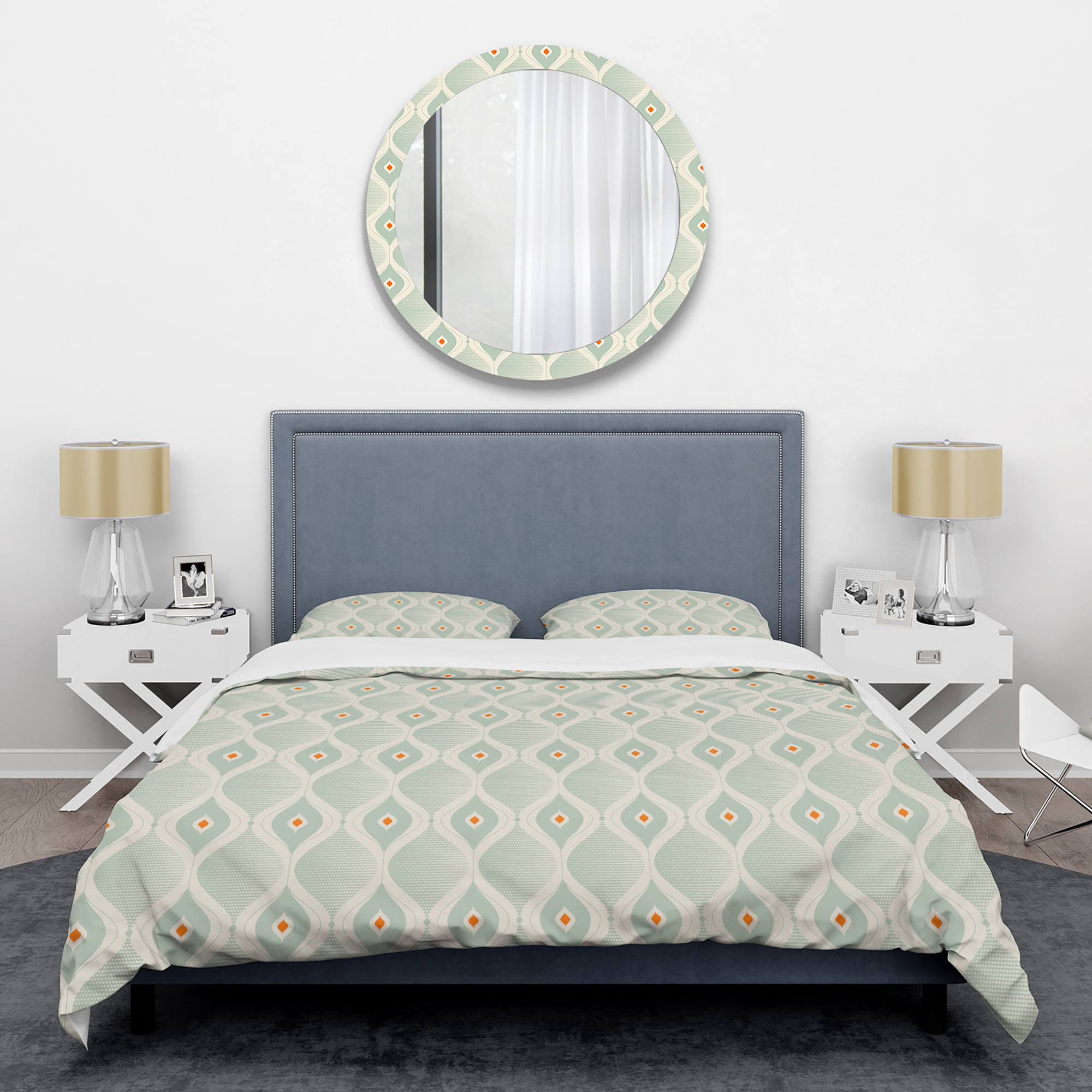 Designart 'Retro Abstract Drops VII' Mid-Century Modern Duvet Cover Set