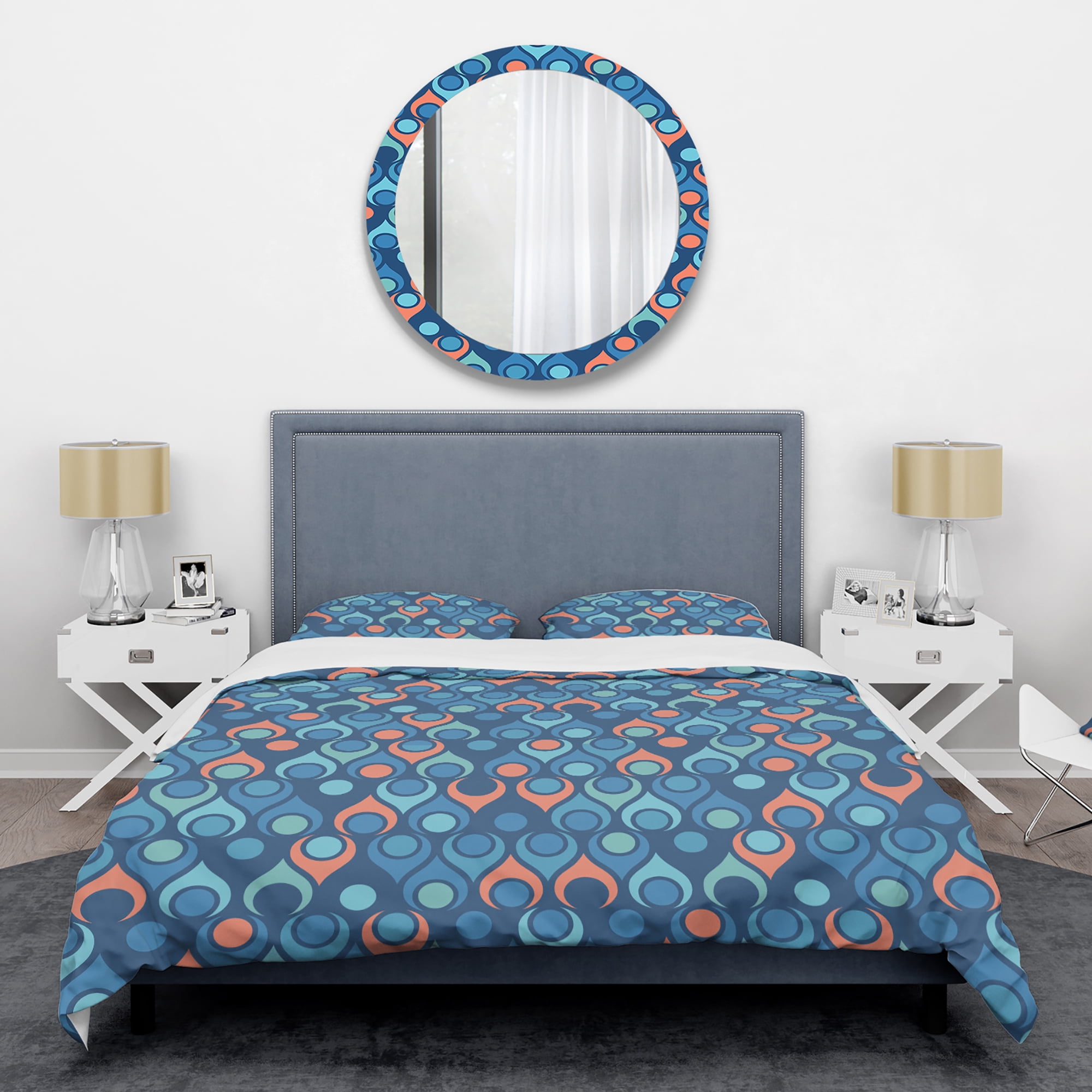 Designart 'Retro Abstract Drops X' Mid-Century Modern Duvet Cover Set