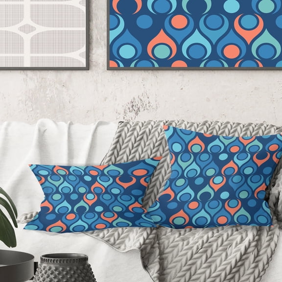 Designart Retro Abstract Drops X' Mid-Century Modern Throw Pillow - 16x16