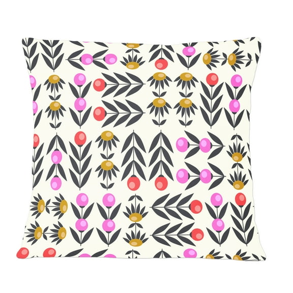 Designart Retro Abstract Floral Design XI' Mid-Century Modern Throw Pillow - 12x20