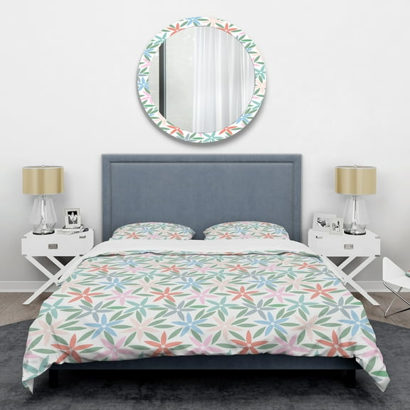 Designart 'Retro Abstract Flower Design III' Mid-Century Modern Duvet Cover Set