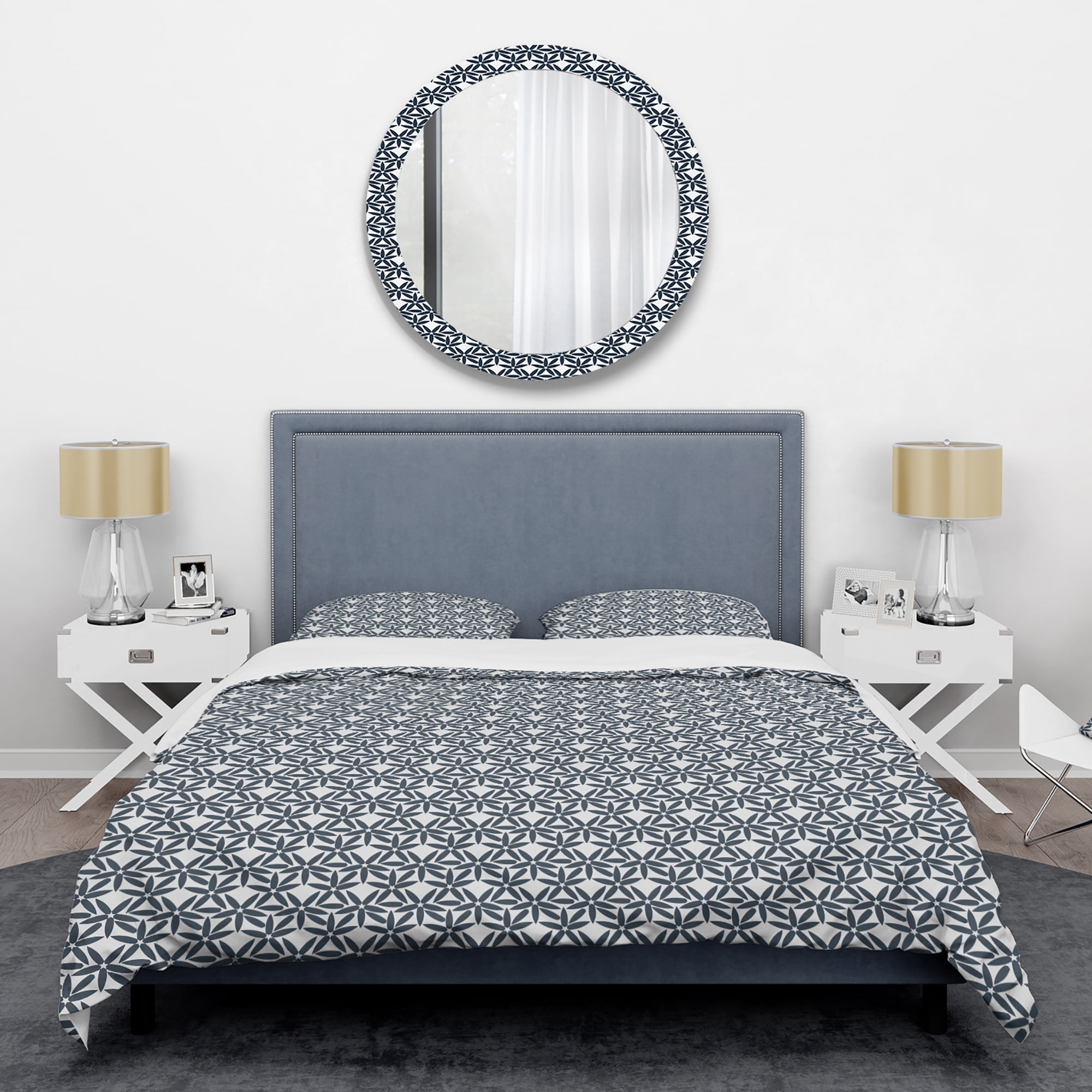 Designart 'Retro Abstract Flower Design IV' Mid-Century Modern Duvet Cover Set
