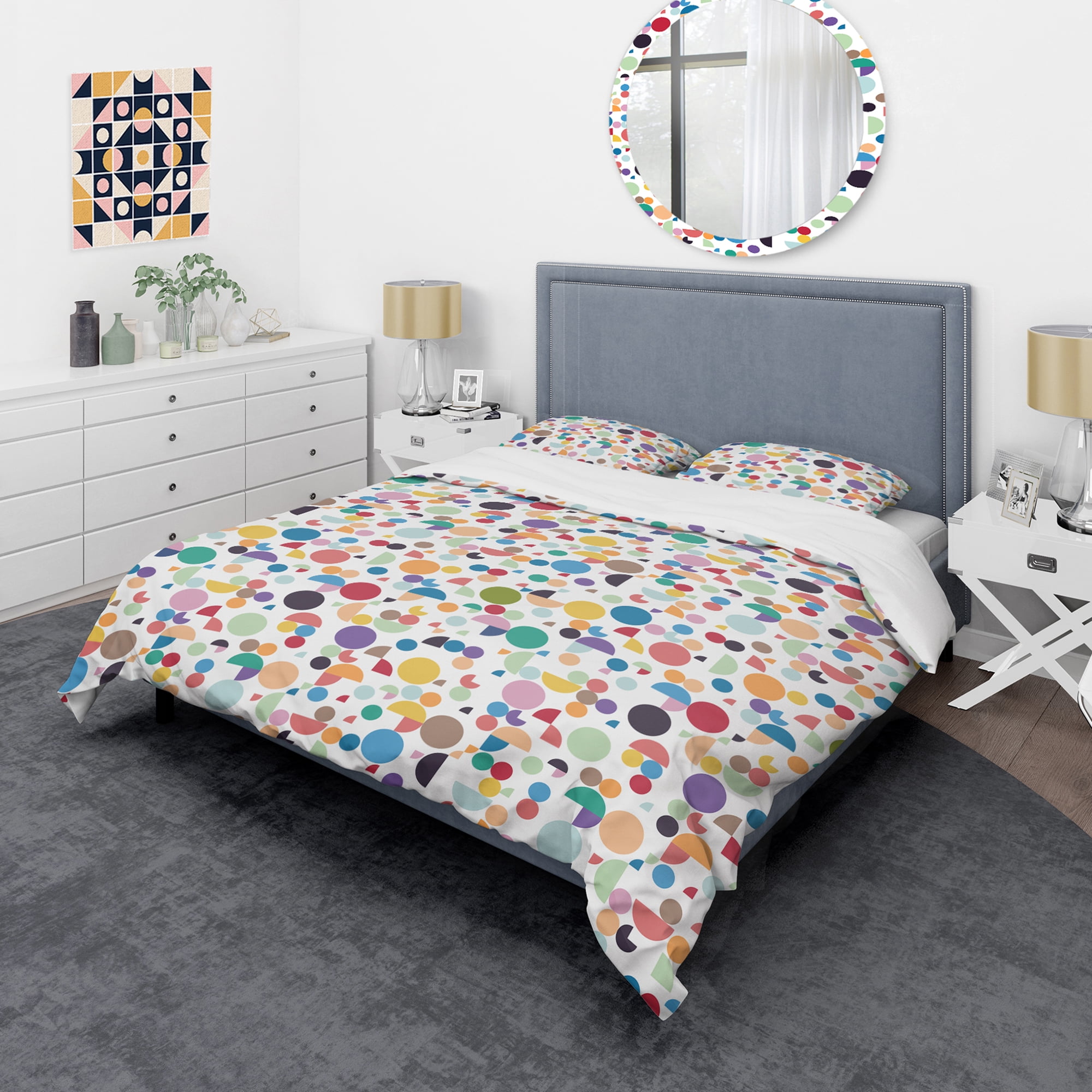 Designart 'Retro Abstract Geometric Pattern' Mid-Century Modern Duvet Cover Set