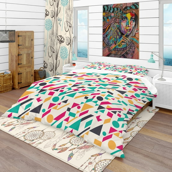 Designart 'Retro Abstract Geometric Pattern' Vintage Duvet Cover Set