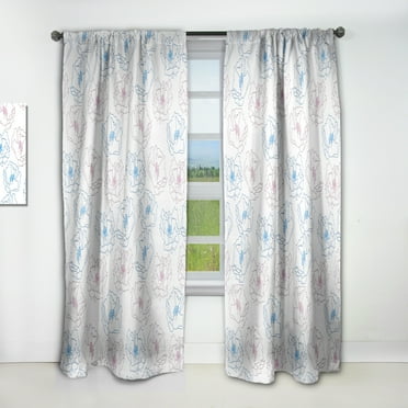 Designart 'Retro Abstract Poppies I' Mid-Century Modern Curtain Panel