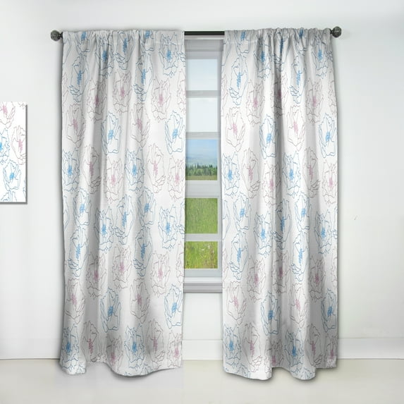 Designart 'Retro Abstract Poppies I' Mid-Century Modern Curtain Panel