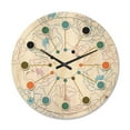 thumbnail image 1 of Designart 'Retro Abstract Poppies I' Mid-Century Modern Wood Wall Clock, 1 of 5