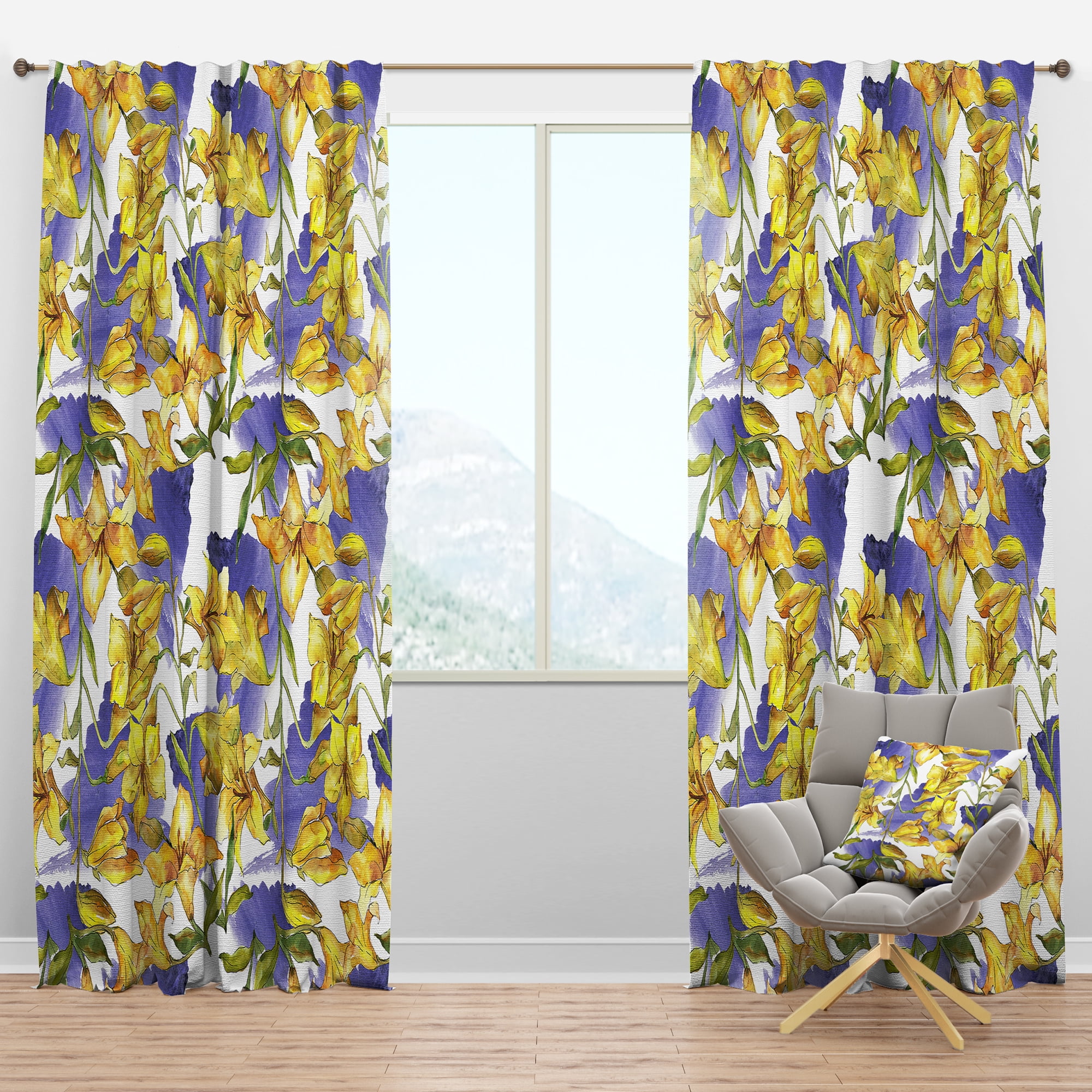 Designart 'Retro Abstract Poppies V' Mid-Century Modern Blackout Curtain Panel