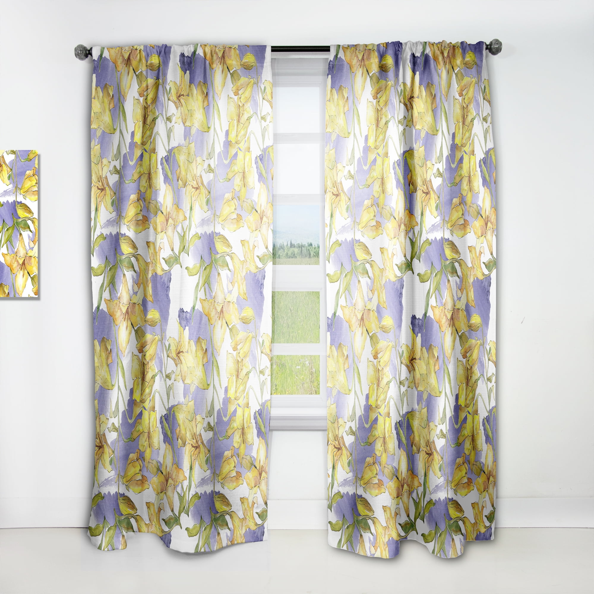 Designart 'Retro Abstract Poppies V' Mid-Century Modern Curtain Panel