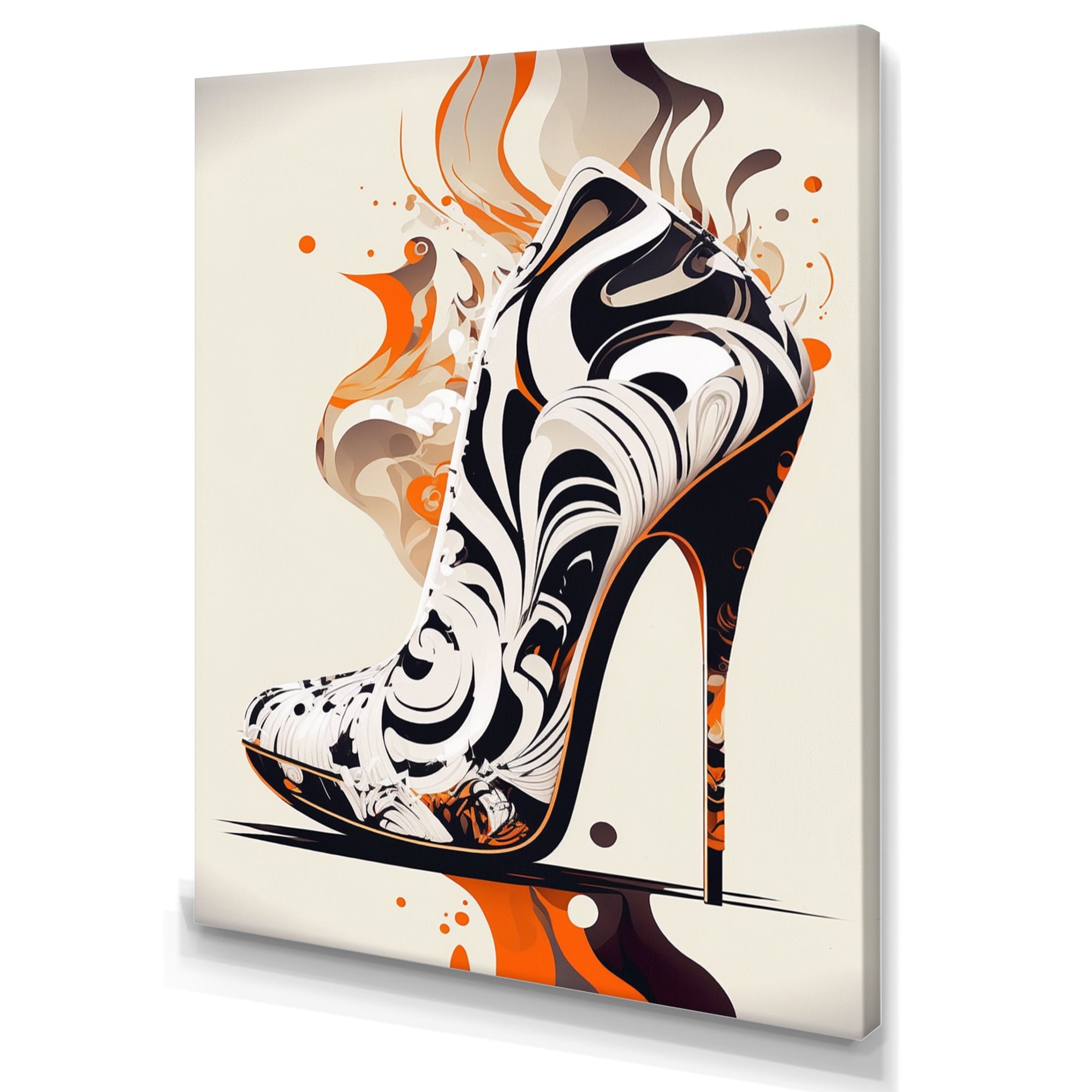 Designart Retro Art Deco High Heel Shoe I Canvas Wall Art