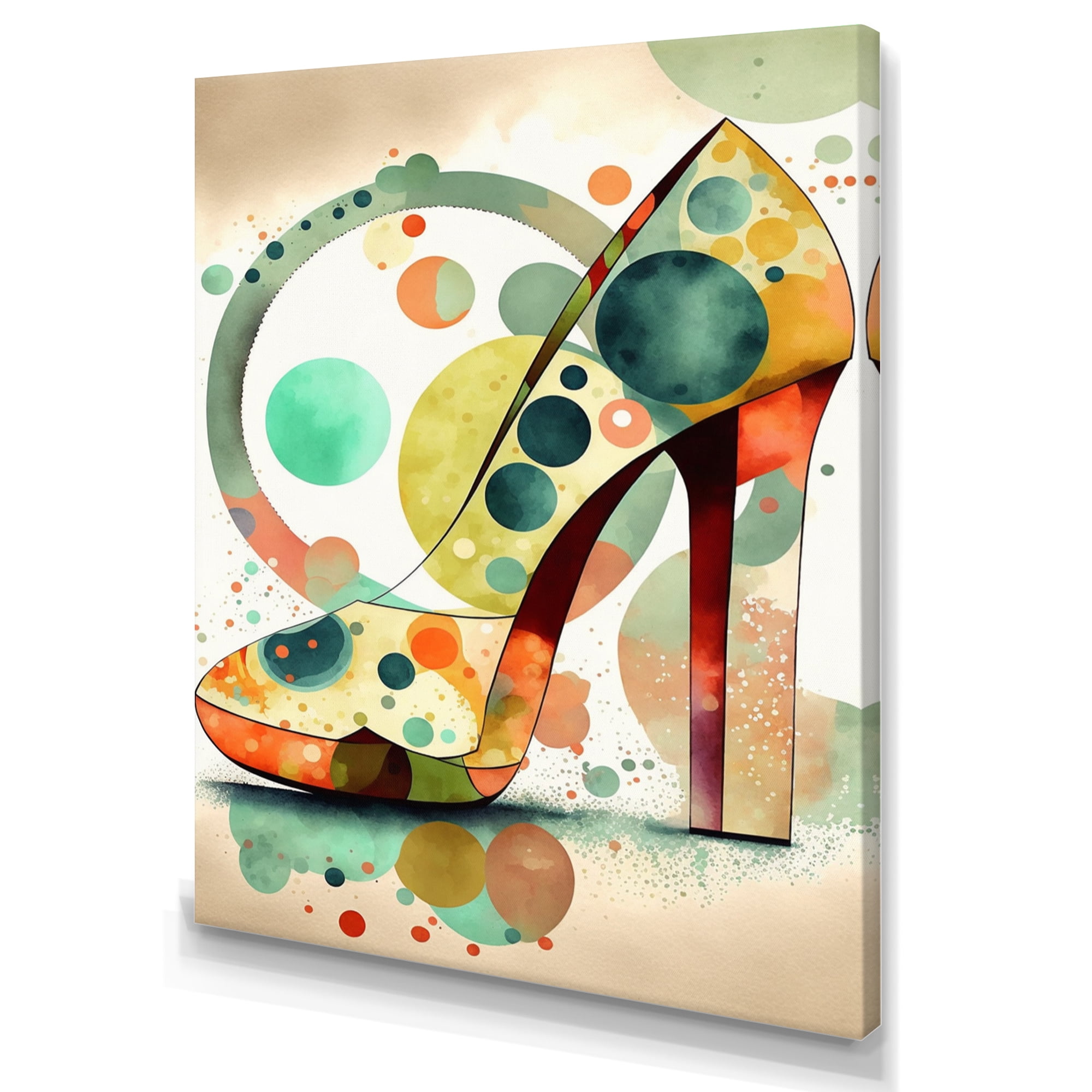 Designart Retro Art Deco High Heel Shoe II Canvas Wall Art