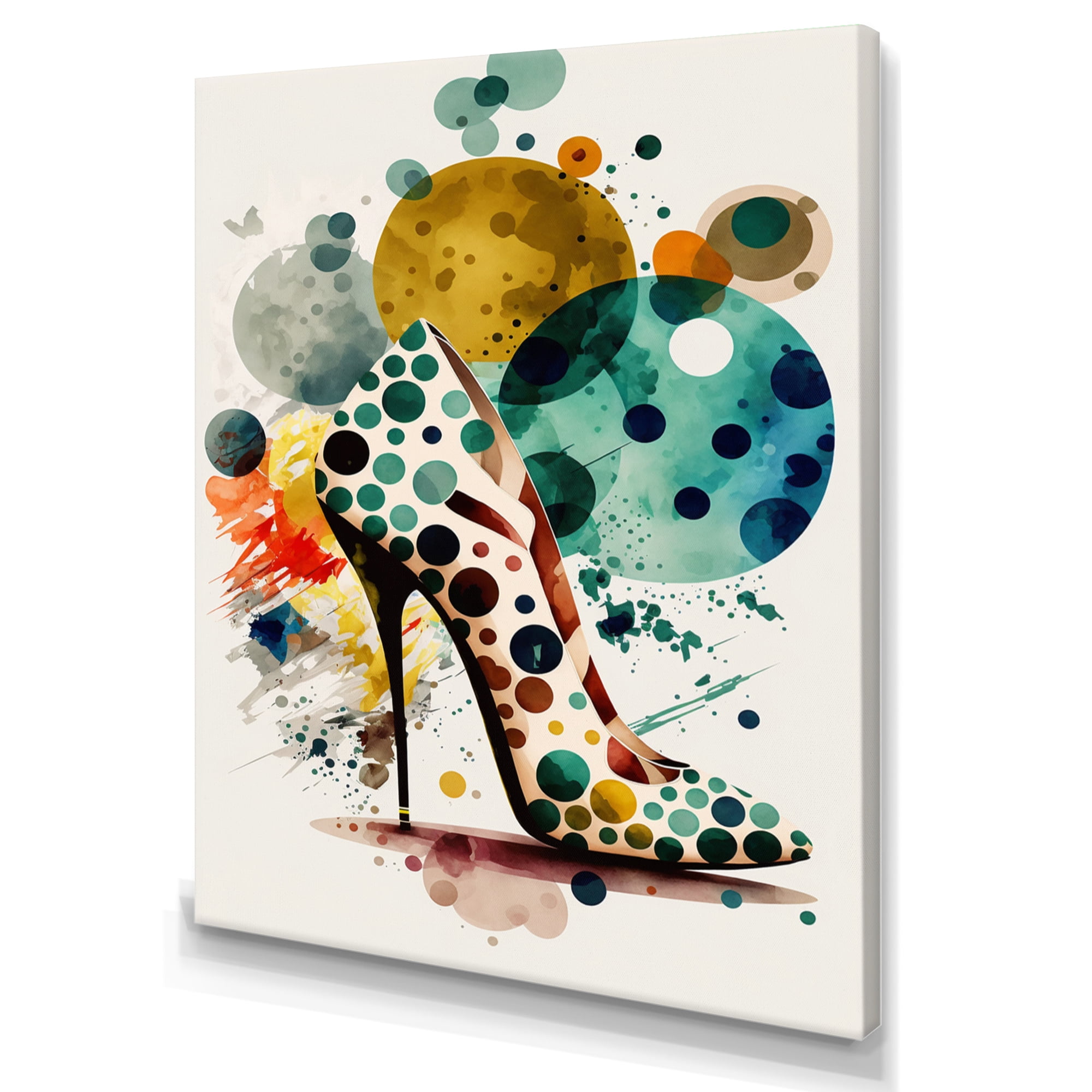 Designart Retro Art Deco High Heel Shoe VI Canvas Wall Art