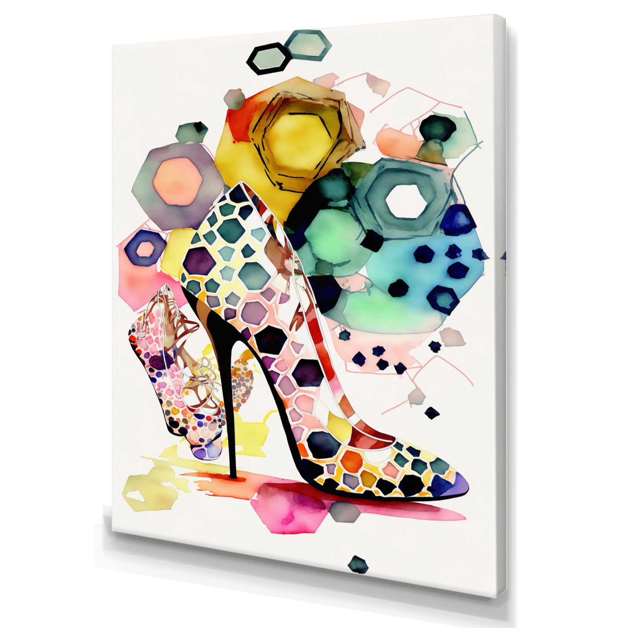 Designart Retro Art Deco High Heel Shoe VII Canvas Wall Art