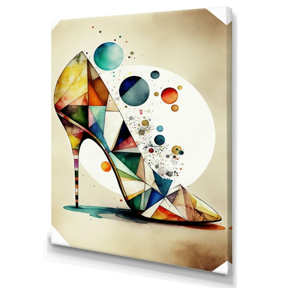 Designart Retro Art Deco High Heel Shoe X Canvas Wall Art