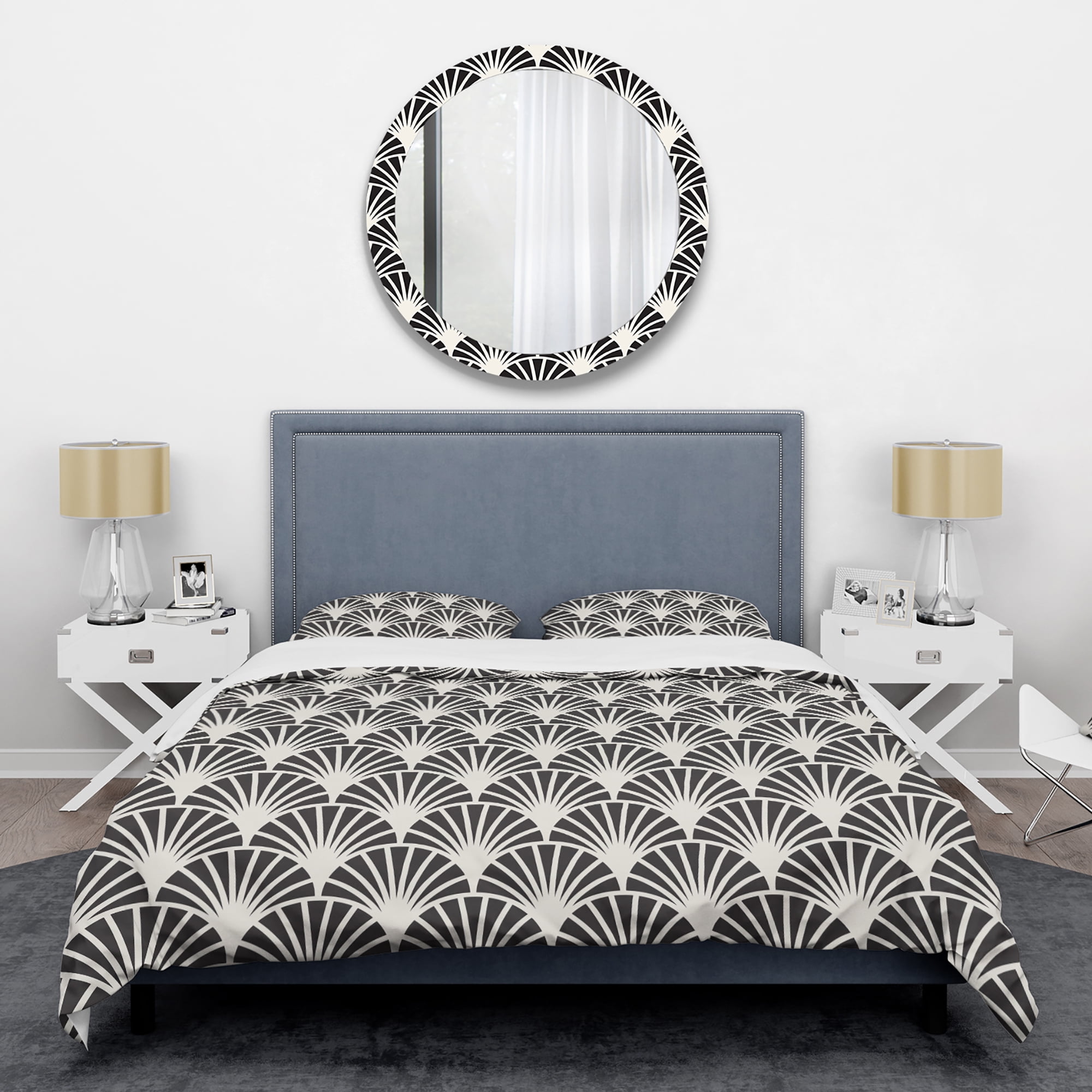 Black and White Abstract Mid-Century Modern Full/Queen Duvet Cover Set