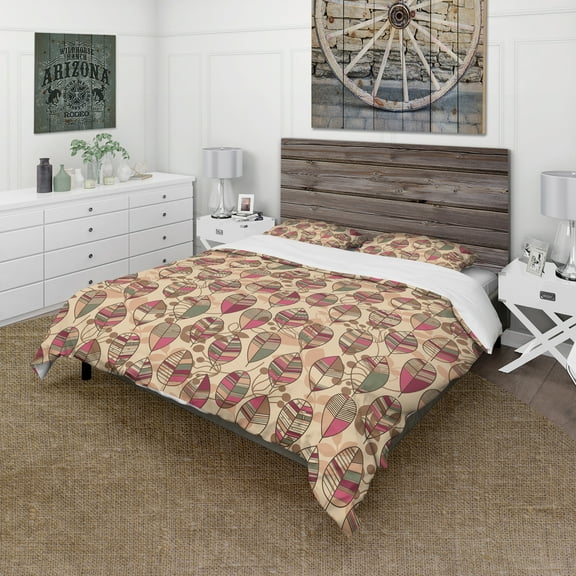 Designart 'Retro Autum Flowers' Floral Duvet Cover Set