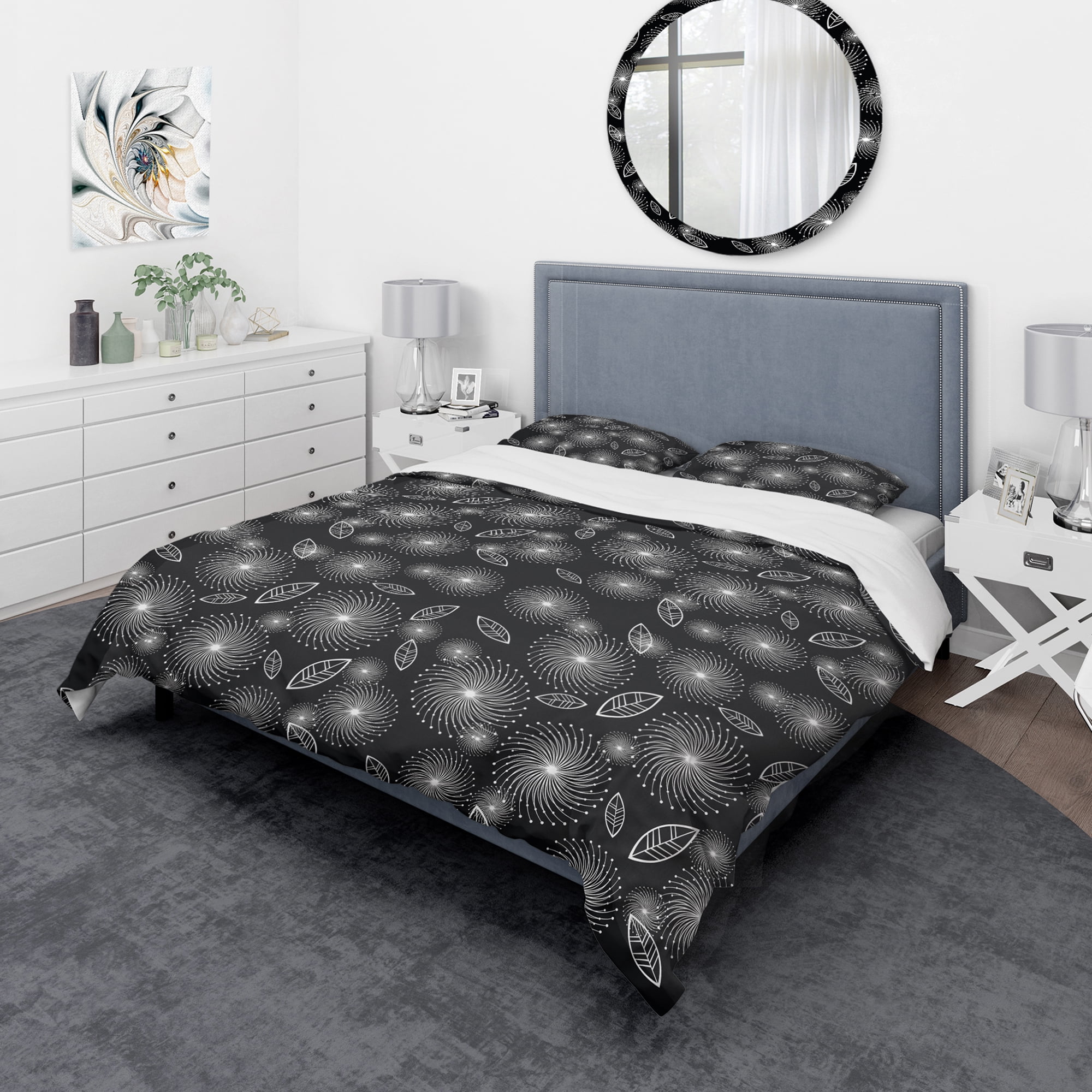 Designart 'Retro Background of Stylized Flowers' Floral Duvet Cover Set