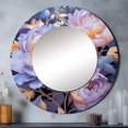 thumbnail image 1 of Designart "Retro Blue And Pink Peonies In Full Bloom" Poppies Rund Mirror For Wall Decor - Large Gold Round Print Mirror - Round Traditional Mirror - Wall Mounted Round Large Mirror - 23" x 23", 1 of 6