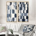 thumbnail image 1 of Designart "Retro Blue Circular Universal Grid" Modern Geometric Framed Wall Art Set Of 2 - Modern White Framed Canvas Set For Living Room Decor, 1 of 6