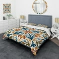 thumbnail image 1 of Designart "Retro Blue Mediterranean Tiles III" Abstract Tile Bedding Covert Set - Transitional Blue Abstract Bed Set With 1 Sham, 1 of 6