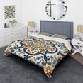 thumbnail image 1 of Designart "Retro Blue Mediterranean Tiles IV" Abstract Tile Bedding Covert Set - Transitional Blue Abstract Bed Set With 2 Shams, 1 of 6