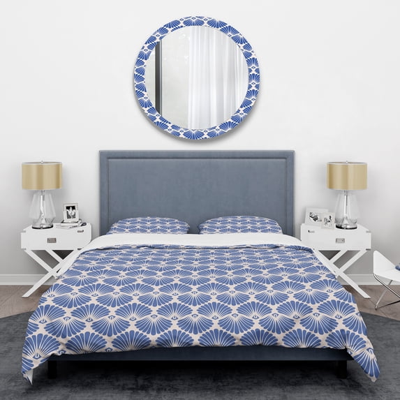 Designart 'Retro Blue Waves' Mid-Century Modern Duvet Cover Set