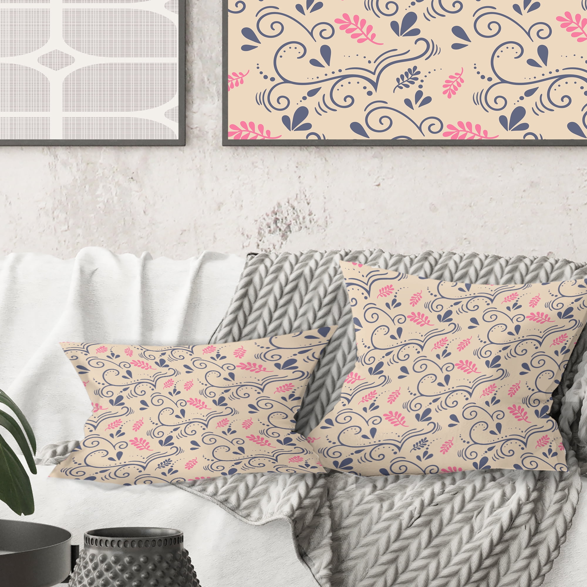 Designart Retro Botanical Pattern X' Mid-Century Modern Throw Pillow - 18x18