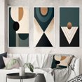 thumbnail image 1 of Designart "Retro Brown and Blue Geometrics Midcentury III" Modern Midcentury Framed Wall Art Set Of 3 - Blue Abstract Midcentury Frame Canvas Set For Living Room Decor, 1 of 6
