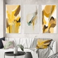 thumbnail image 1 of Designart "Retro Charm in Mustard Yellow Revival I" Abstract Liquid Ink Framed Wall Art Set Of 3 - Yellow Modern Frame Canvas Set For Living Room Decor, 1 of 6