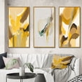 thumbnail image 1 of Designart "Retro Charm in Mustard Yellow Revival I" Abstract Liquid Ink Framed Wall Art Set Of 3 - Yellow Modern Frame Canvas Set For Living Room Decor, 1 of 6