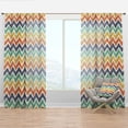thumbnail image 1 of Designart 'Retro Chevron In Orange Yellow and Blue' Mid-Century Modern Curtain Panel, 1 of 4