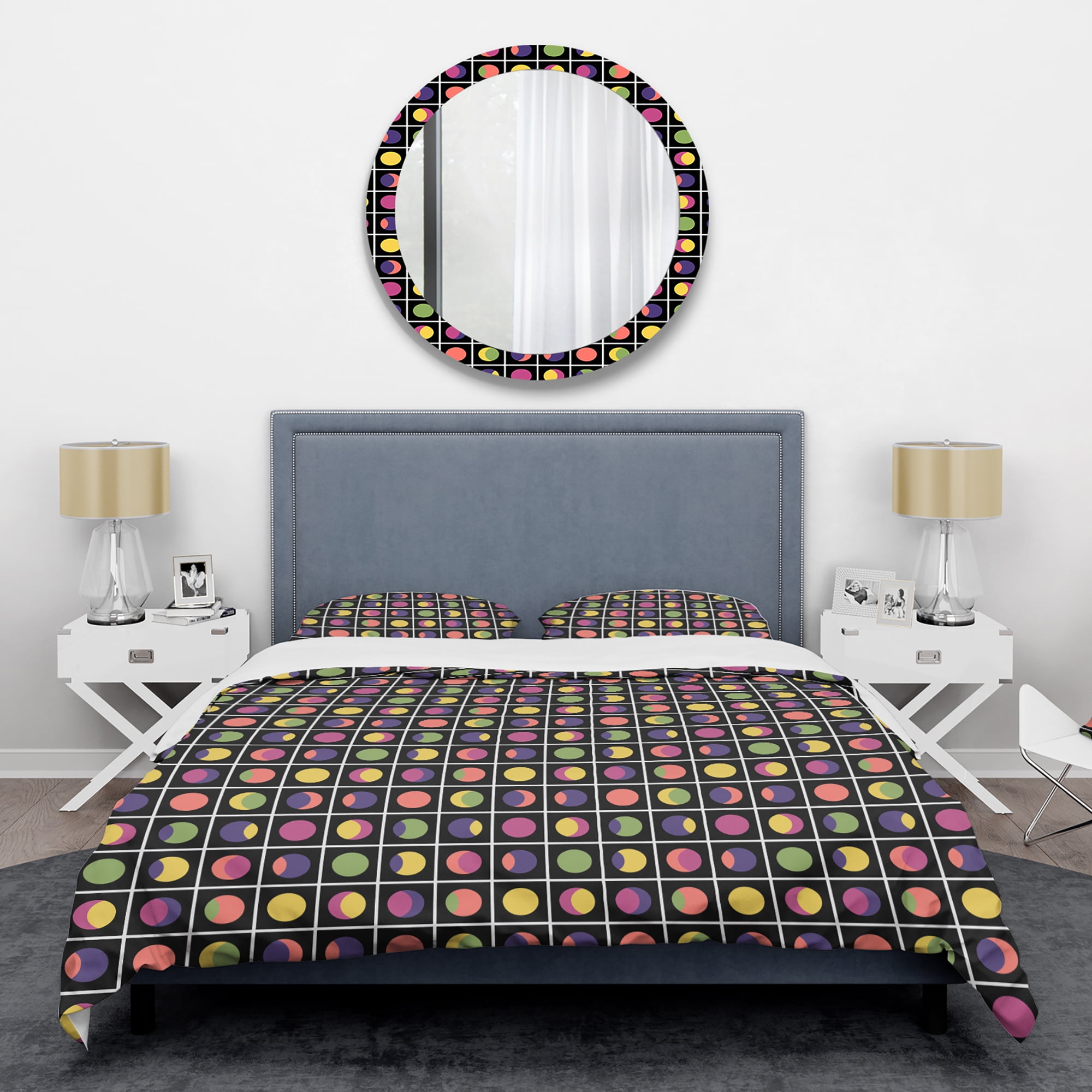 Designart 'Retro Circular Moons' Mid-Century Modern Duvet Cover Set