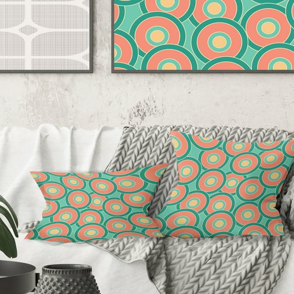 Designart Retro Circular Pattern VI' Mid-Century Modern Throw Pillow - 16x16