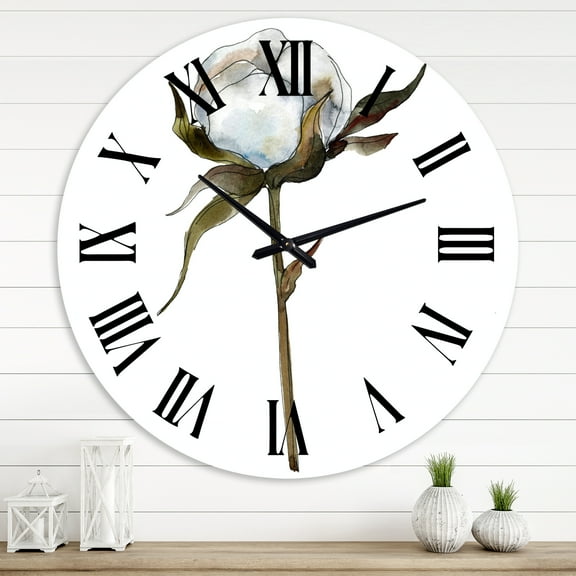 Designart 'Retro Cotton Flower' Traditional Wall Clock