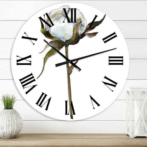 Designart 'Retro Cotton Flower' Traditional Wall Clock