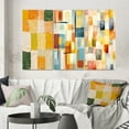 thumbnail image 1 of Designart "Retro Cubism Abstract Composition I" Modern Midcentury Wall Art Set Of 3 - Abstract Midcentury Gold Canvas Set For Living Room Decor, 1 of 6