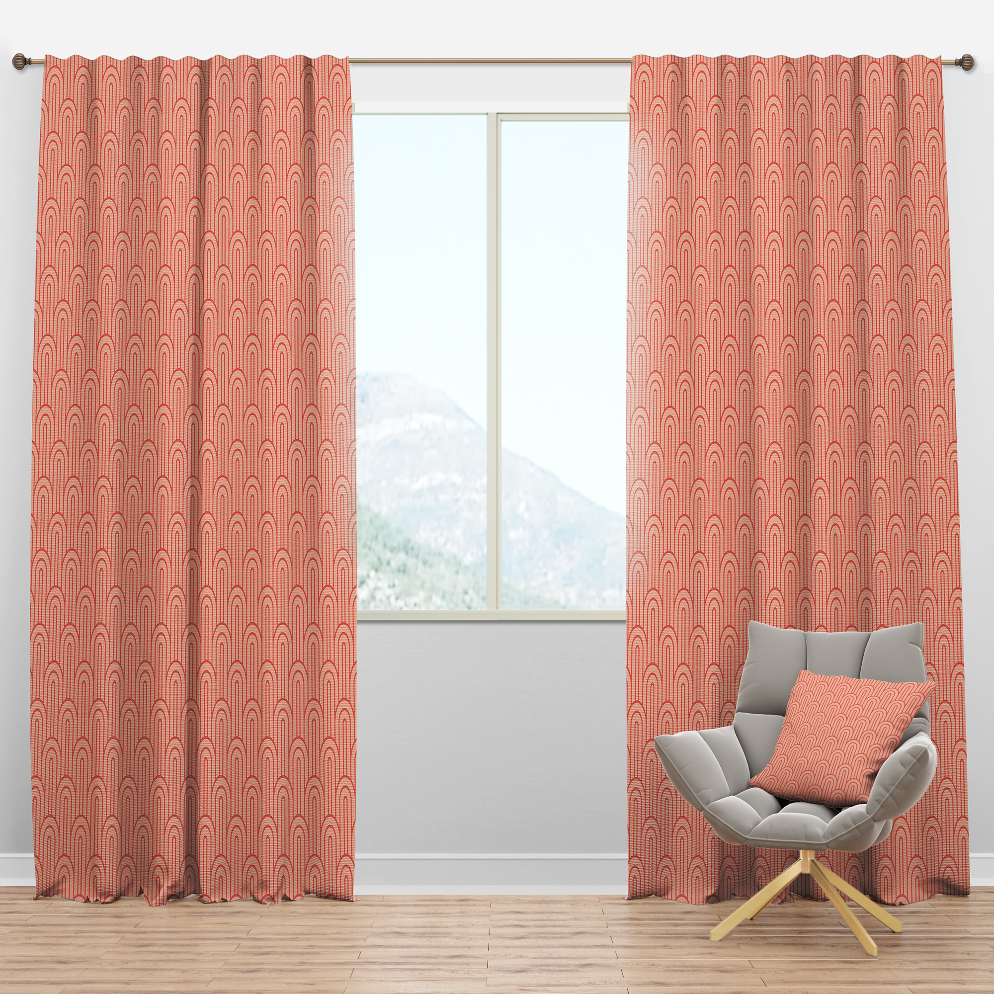 Designart 'Retro Deco Art Waves II' Mid-Century Modern Blackout Curtain Panel