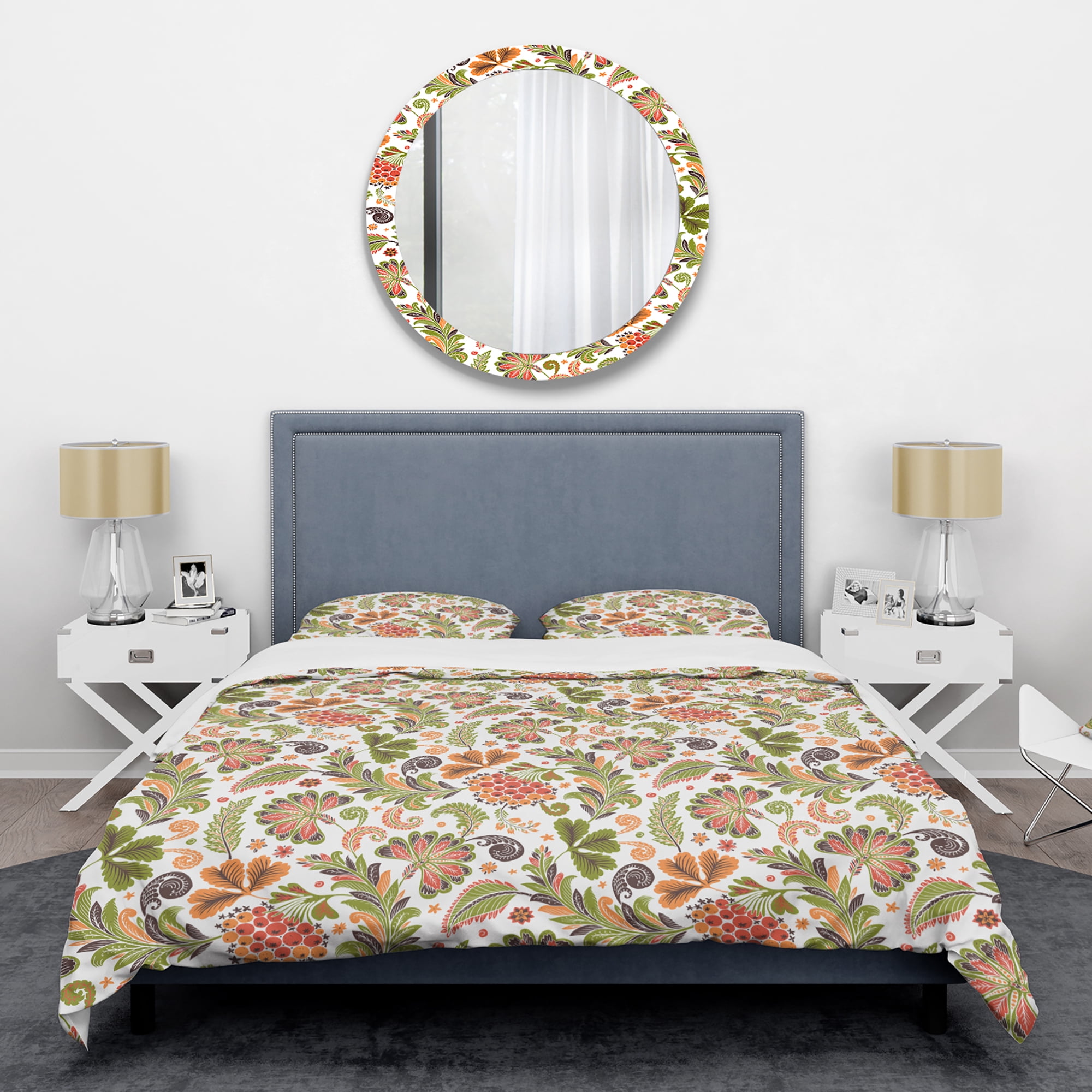 Designart 'Retro Fantasy Flowers I' Mid-Century Modern Duvet Cover Set