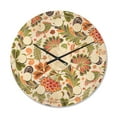 thumbnail image 1 of Designart 'Retro Fantasy Flowers On White I' Mid-Century Modern Wood Wall Clock, 1 of 5