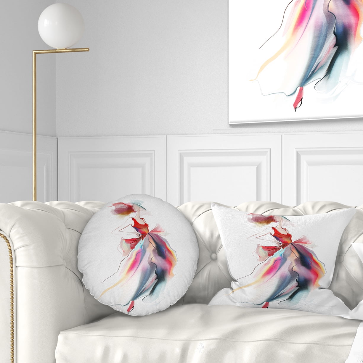 Designart Retro Fashion Dress - Digital Art Portrait Throw Pillow - 12x20