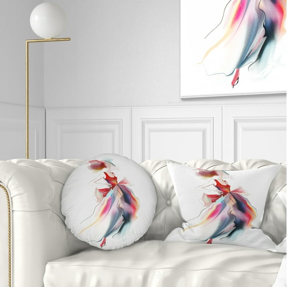 Designart Retro Fashion Dress - Digital Art Portrait Throw Pillow - 12x20